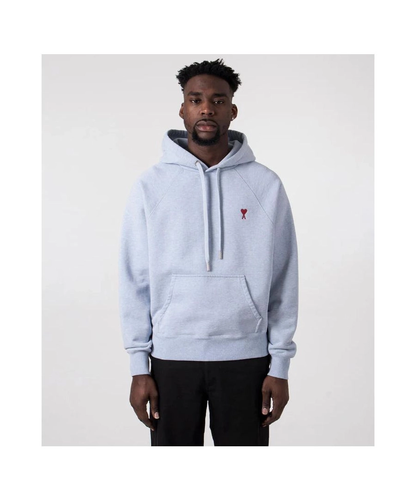 AMI Paris Mens Ami de Coeur Heart Logo Hoodie in Light Blue Cotton - Size Medium